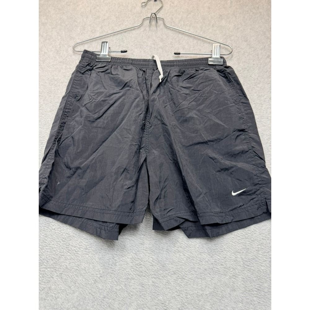 Nike Mens Athletic Training Shorts Black Elastic Waist Drawstring Swoosh Logo
